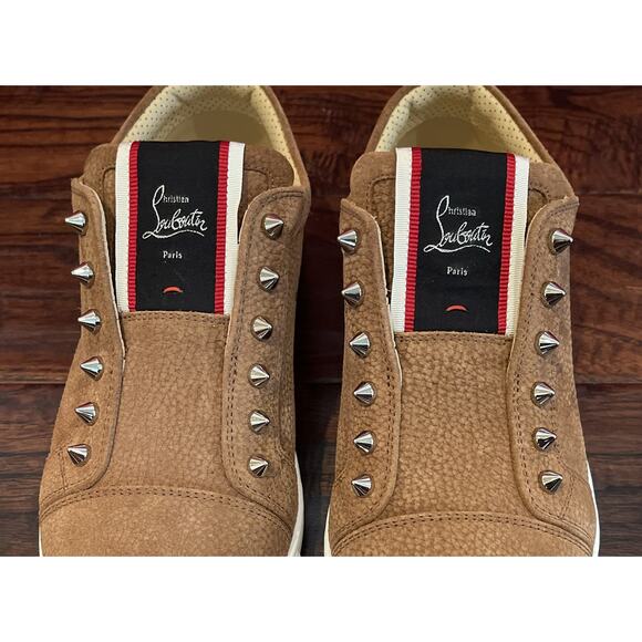 $1,195 NIB Christian Louboutin Pik Boat Brown Suede Spike Slip On Sneakers 9(42) main image 8
